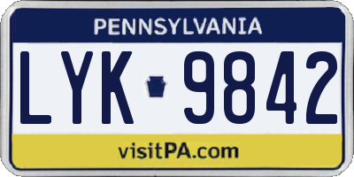 PA license plate LYK9842