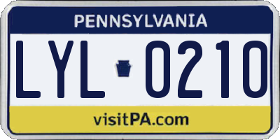 PA license plate LYL0210