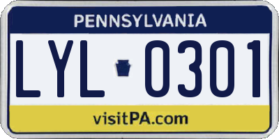PA license plate LYL0301