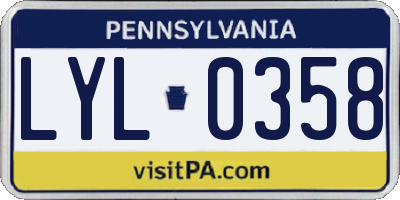 PA license plate LYL0358