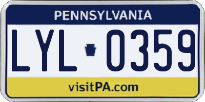 PA license plate LYL0359
