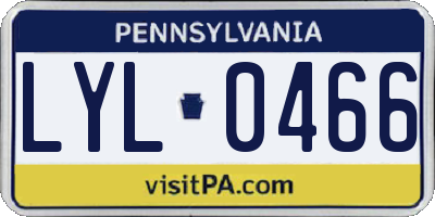 PA license plate LYL0466