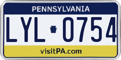 PA license plate LYL0754
