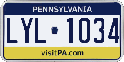 PA license plate LYL1034