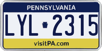 PA license plate LYL2315
