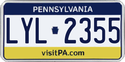 PA license plate LYL2355