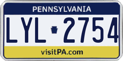 PA license plate LYL2754