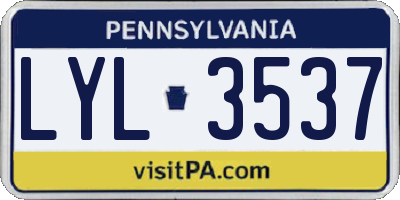 PA license plate LYL3537