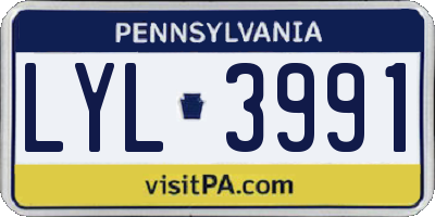 PA license plate LYL3991