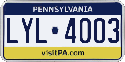 PA license plate LYL4003