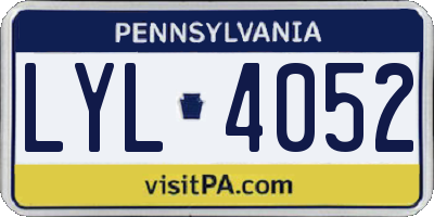 PA license plate LYL4052