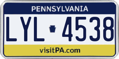 PA license plate LYL4538
