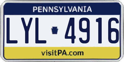 PA license plate LYL4916