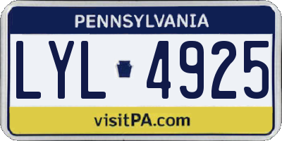 PA license plate LYL4925