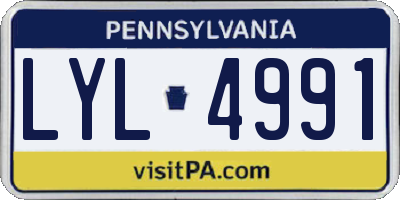 PA license plate LYL4991
