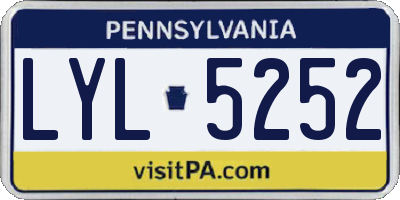 PA license plate LYL5252