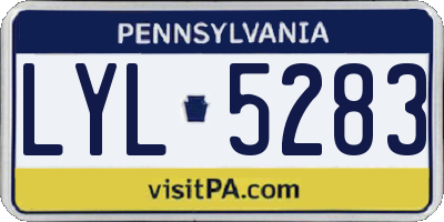 PA license plate LYL5283