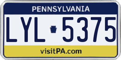 PA license plate LYL5375