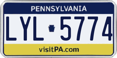 PA license plate LYL5774