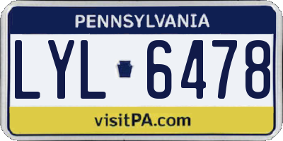 PA license plate LYL6478