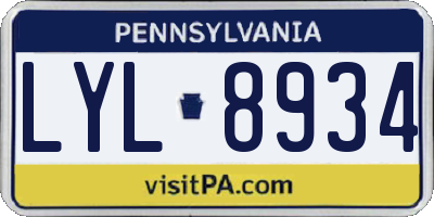 PA license plate LYL8934