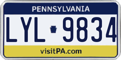 PA license plate LYL9834