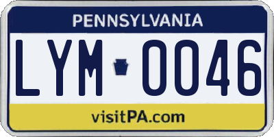 PA license plate LYM0046