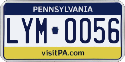 PA license plate LYM0056