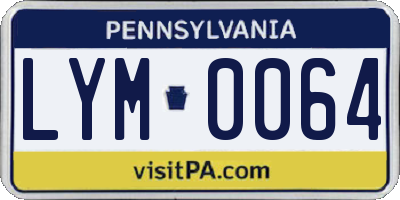 PA license plate LYM0064