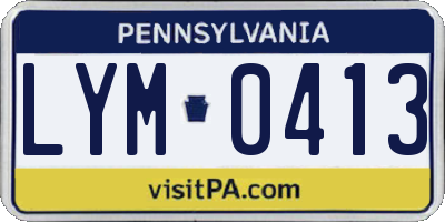 PA license plate LYM0413