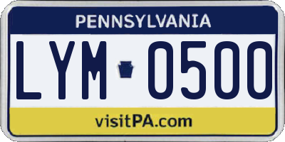 PA license plate LYM0500