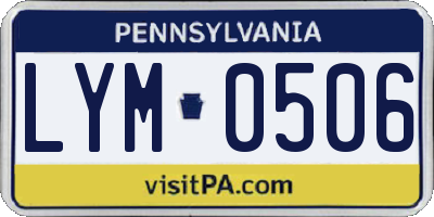 PA license plate LYM0506