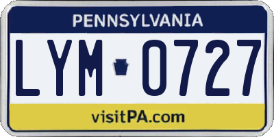 PA license plate LYM0727