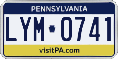 PA license plate LYM0741