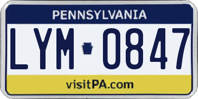 PA license plate LYM0847