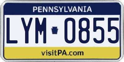 PA license plate LYM0855