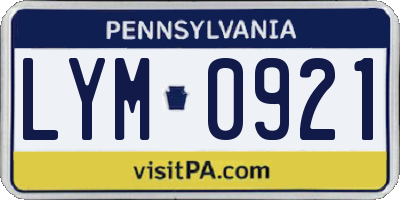 PA license plate LYM0921