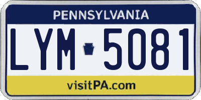 PA license plate LYM5081