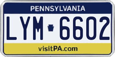 PA license plate LYM6602