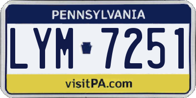 PA license plate LYM7251