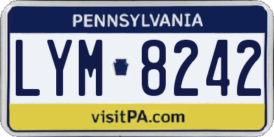 PA license plate LYM8242
