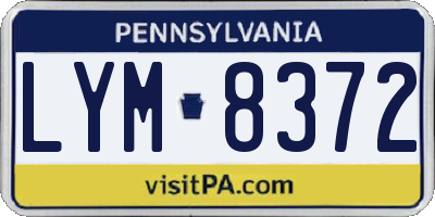 PA license plate LYM8372