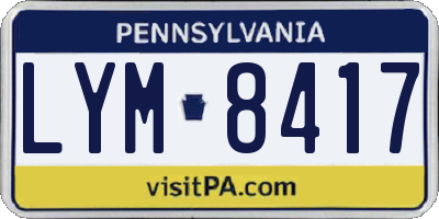 PA license plate LYM8417