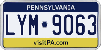 PA license plate LYM9063