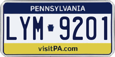 PA license plate LYM9201