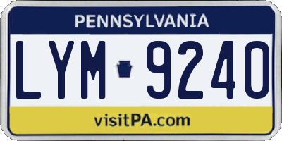 PA license plate LYM9240