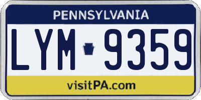 PA license plate LYM9359