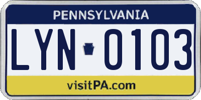 PA license plate LYN0103