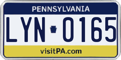 PA license plate LYN0165