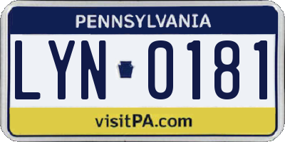 PA license plate LYN0181